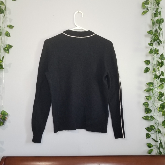 Athleta Black Transit Womens Sz Med Crew Sweater Merino Wool Blend Pullover - Picture 12 of 12